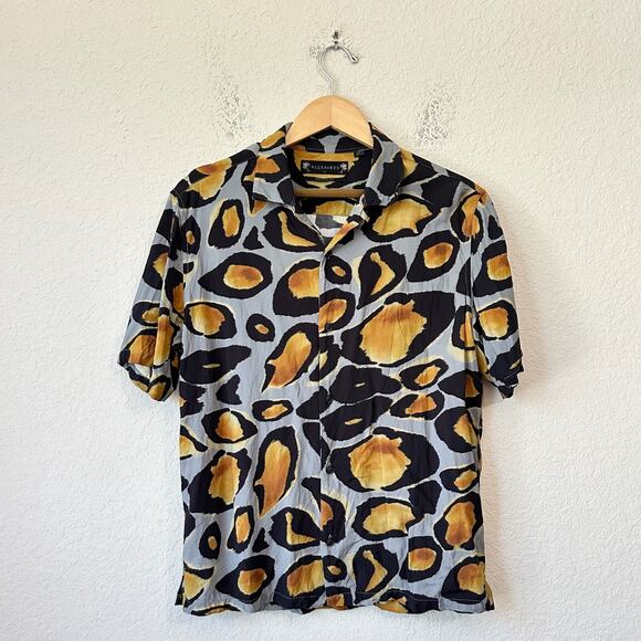 ALLSAINTS Scales Shirt Multicolor Animal Print Relaxed Fit Button Up SS